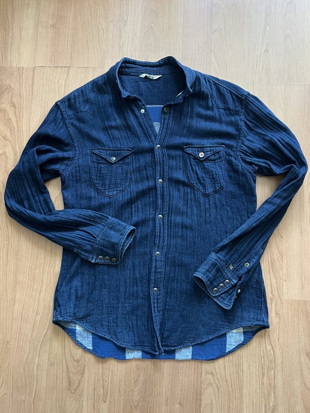 45R / 45 RPM Indigo-Dyed Double Gauze Shirt — Men’s Size 5